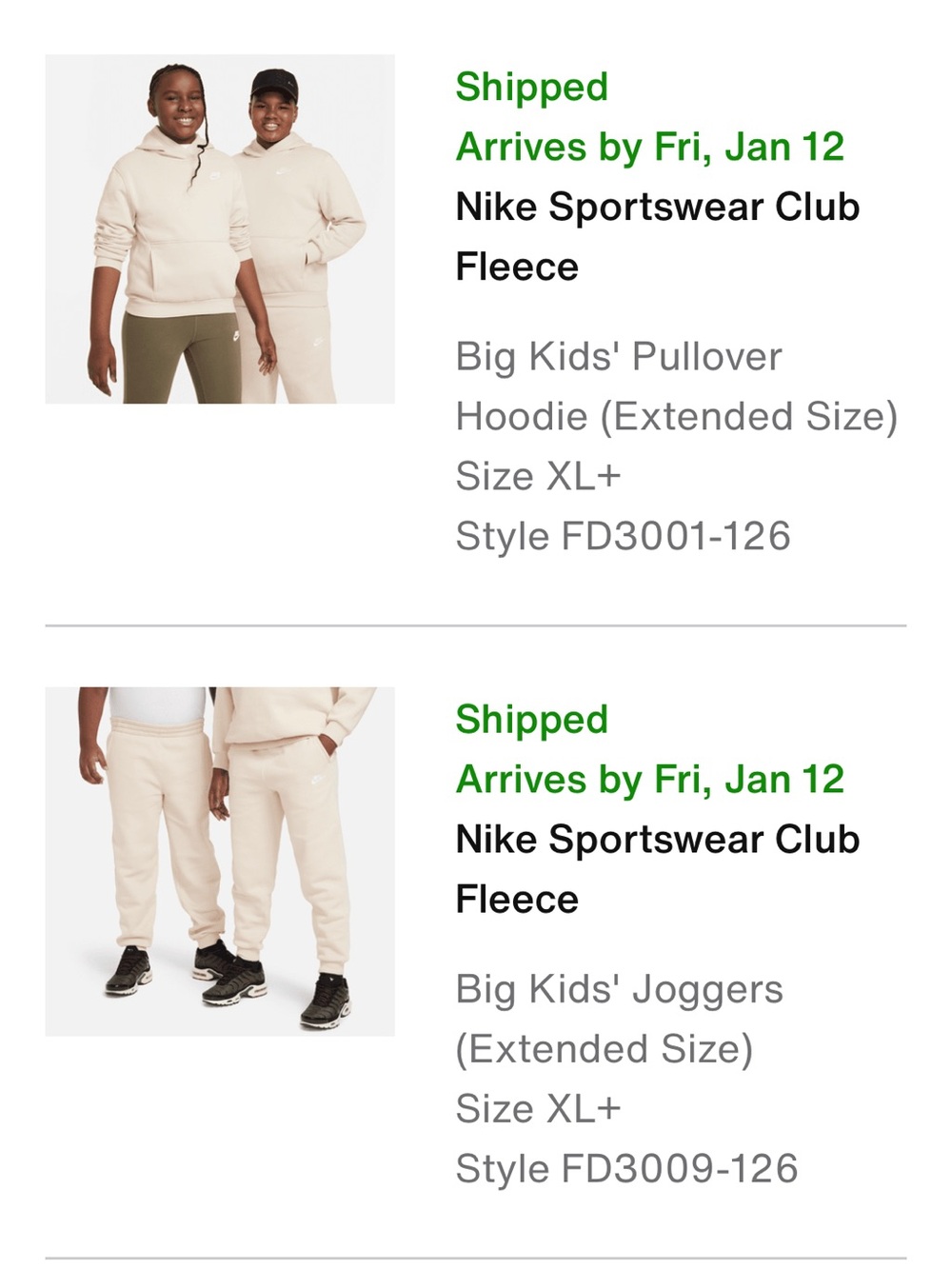 Nike Kids' Joggers in Cream